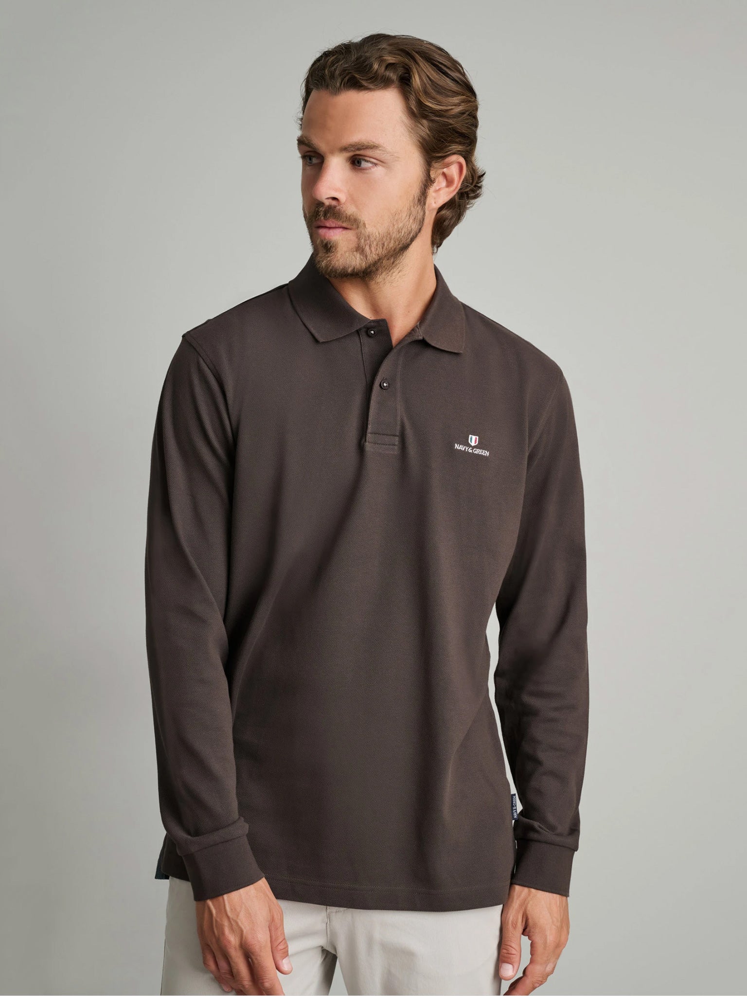 Ανδρική μπλούζα polo bitter chocolate 24GE.500.8 | 24GE.500.8