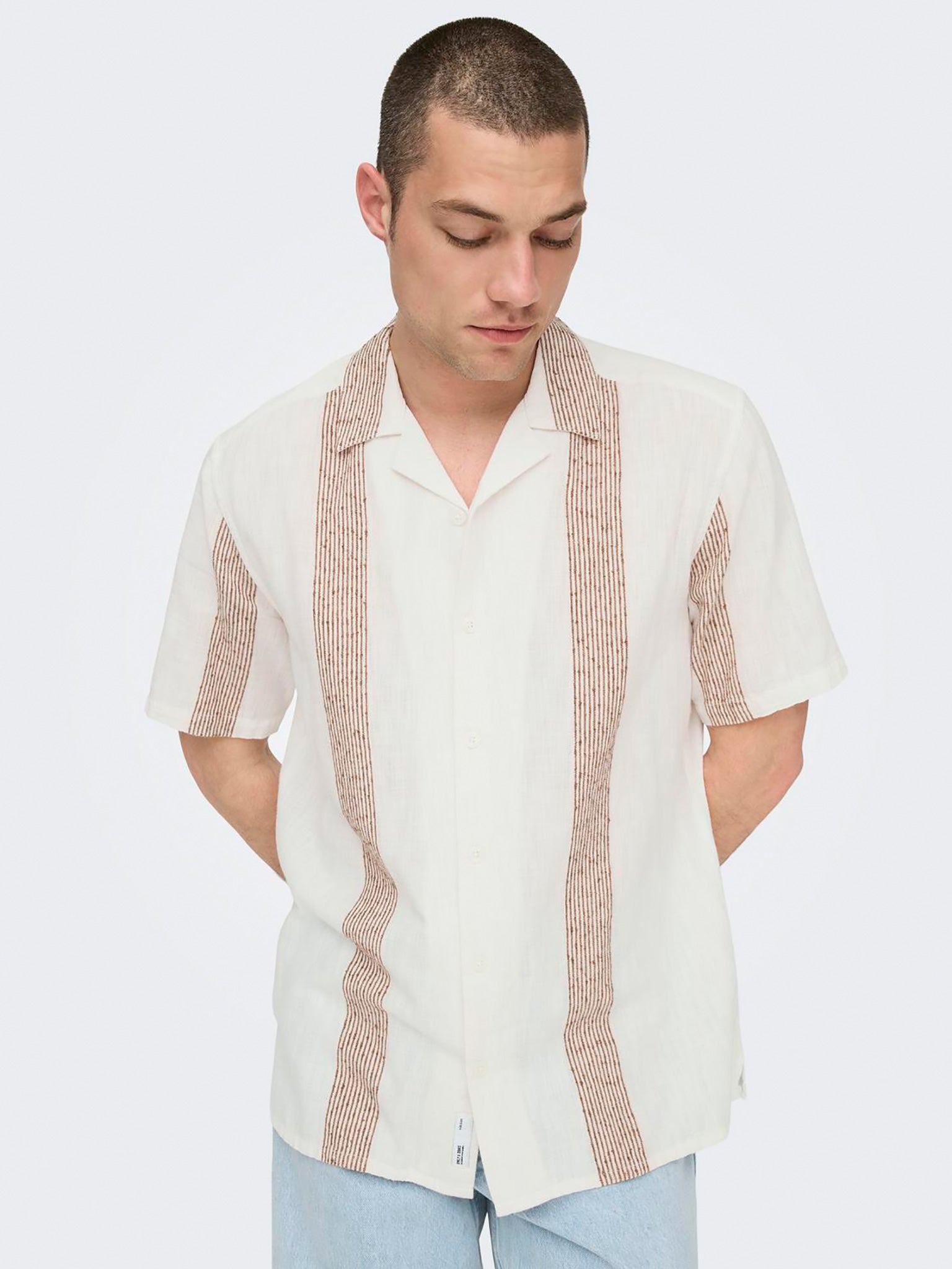 Ανδρικό πουκάμισο ONSAVI REG SS BOUCLE STRPE RESORT SHIRT 22029108 | 22029108