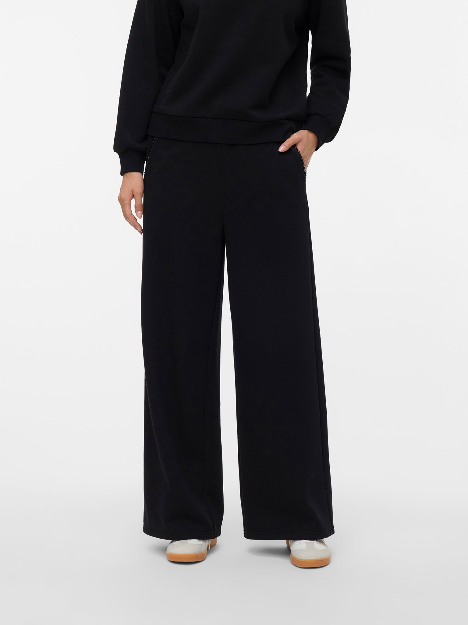 Γυναικείο παντελόνι με πέρλες VMDAISY PEARL SWEAT HW WIDE PANT 10338102 | 10338102