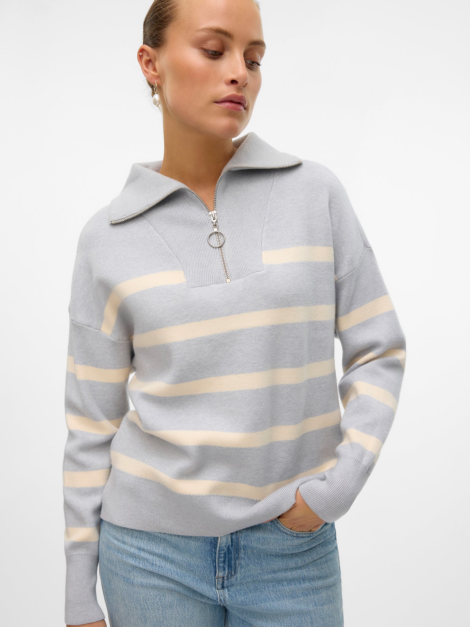 Γυναικεία μπλούζα ριγέ VMSABA STRIPE LS HIGHNECK BLOUSE GA NOOS 10269246 | 10269246