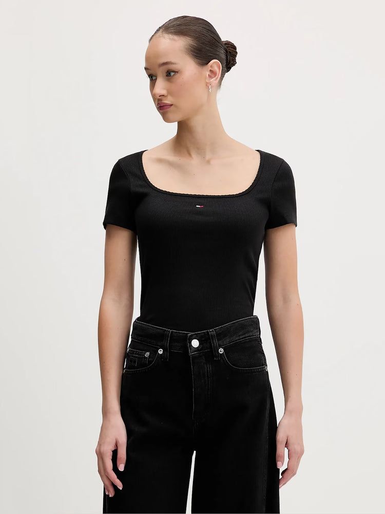 Γυναικεία μπλούζα ριπ TJW SLIM SOFT RIB SS TEE DW0DW21837BDS | DW0DW21837BDS