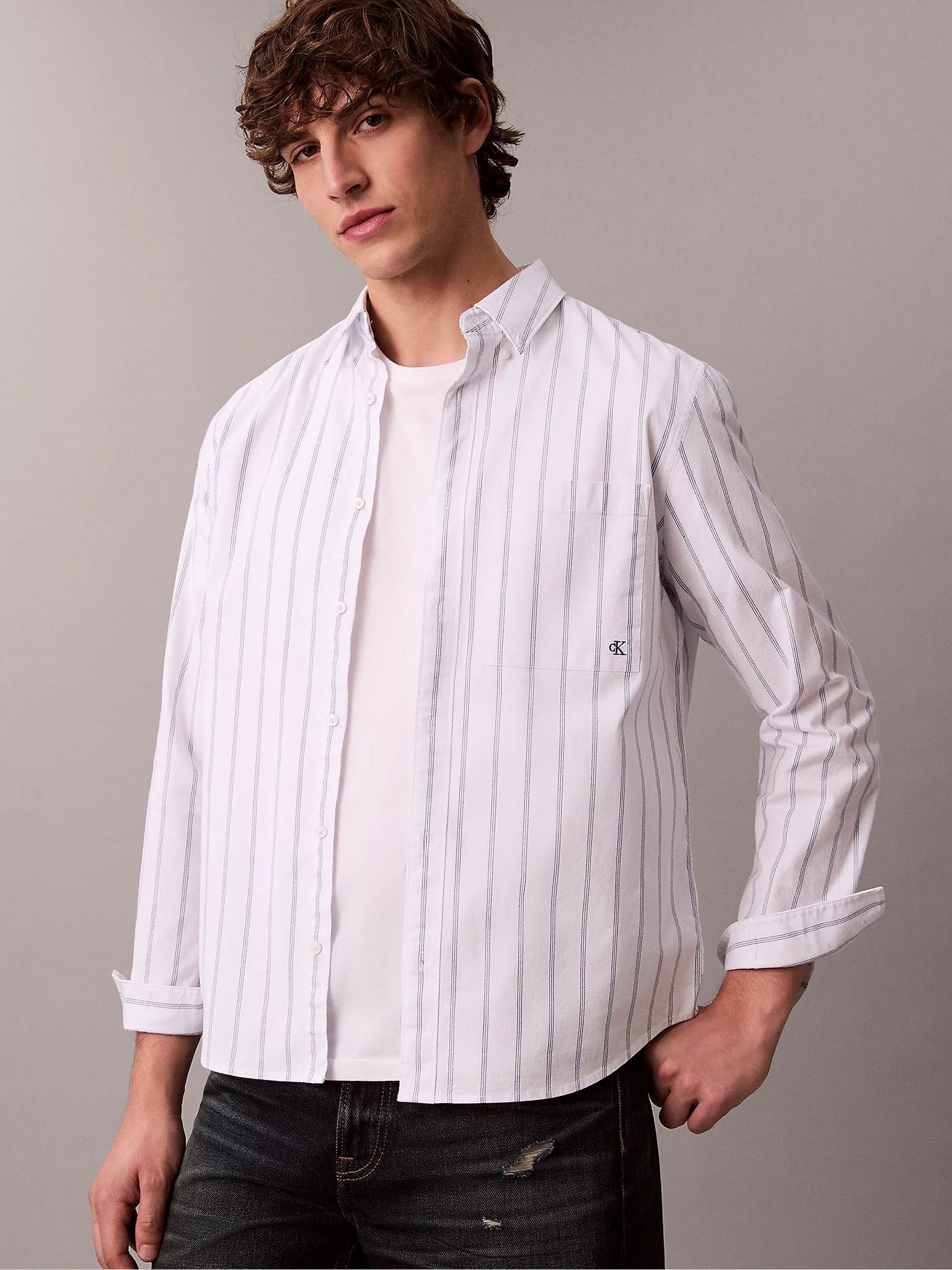 Ανδρικό πουκάμισο ριγέ LS STRIPE OXFORD CLASSIC SHIRT LV04RE113GYAA | LV04RE113GYAA