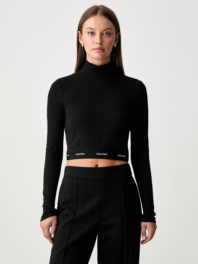 Γυναικεία μπλούζα ριπ LS 2X2 BABY RIB CROP LOGO TNECK LV047H240GUB1 | LV047H240GUB1