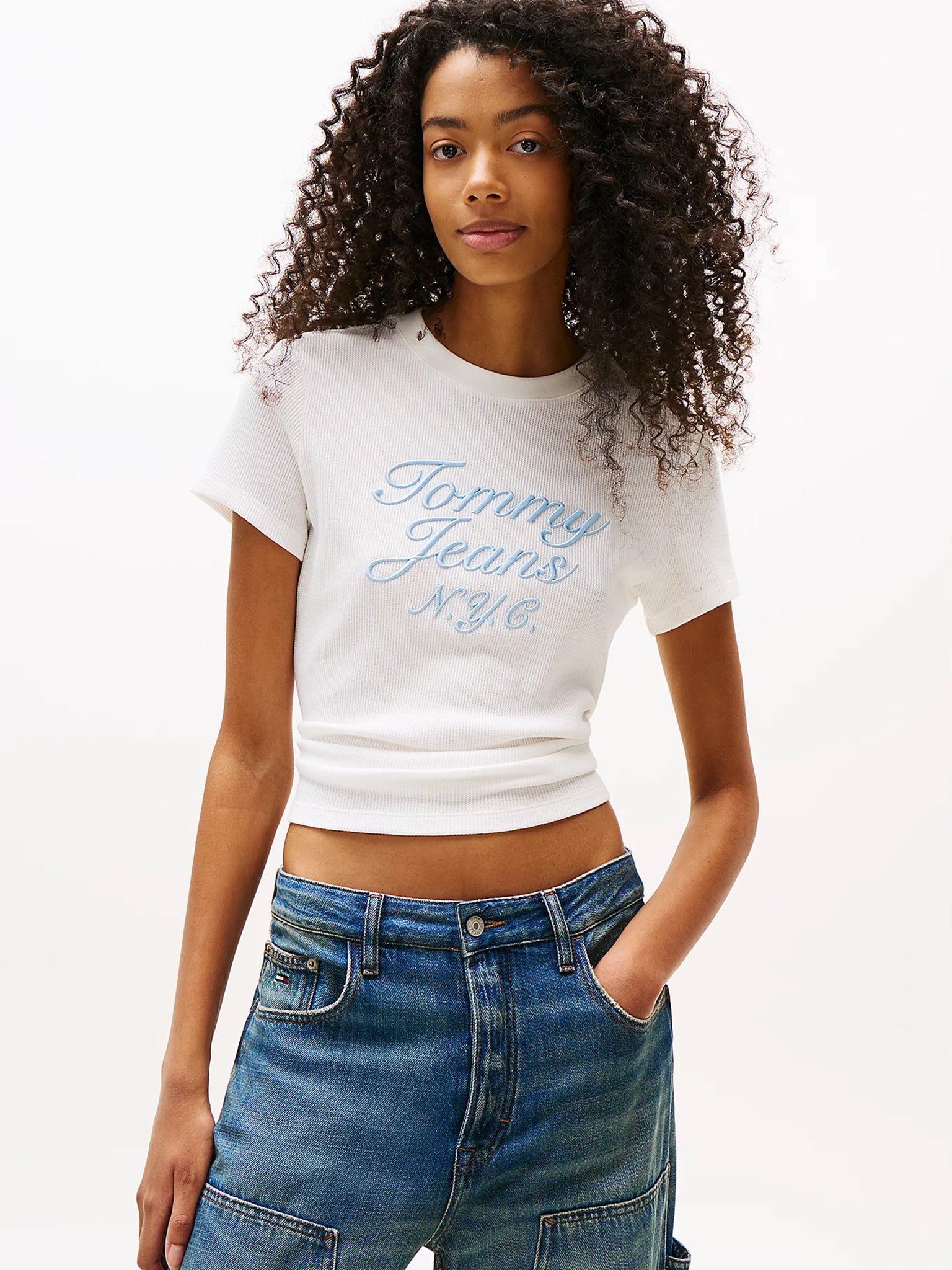 Γυναικείο t-shirt TJW SLIM TJ WAFFLE TEE DW0DW20906YBL | DW0DW20906YBL