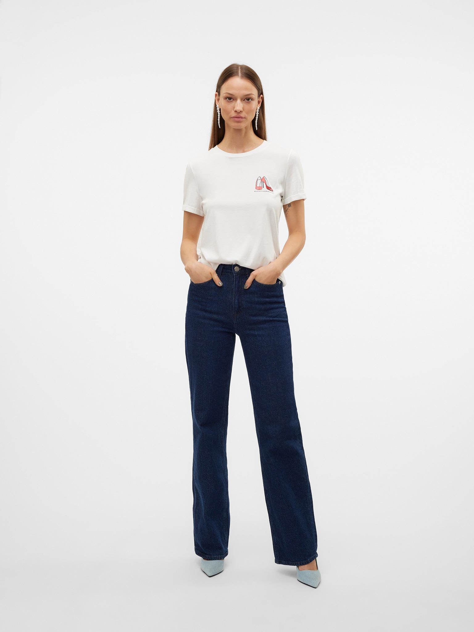 Γυναικείο t-shirt red glitter stiletto VMVILLA S/S O-NECK T-SHIRT JRS BTQ 10324551 | 10324551