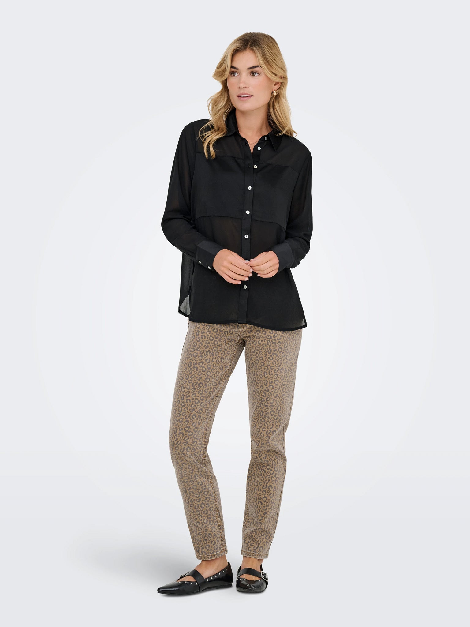 Γυναικείο πουκάμισο ημιδιάφανο ONLSTAR LIFE L/S BREEANA MIX SHIRT SOLID 15360299 | 15360299