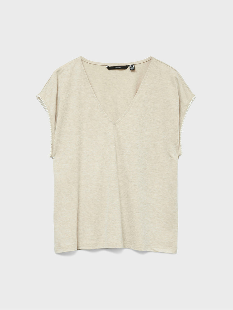 Γυναικεία μπλούζα VMVIPS SS AVA V-NECK TOP JRS 10327099 | 10327099