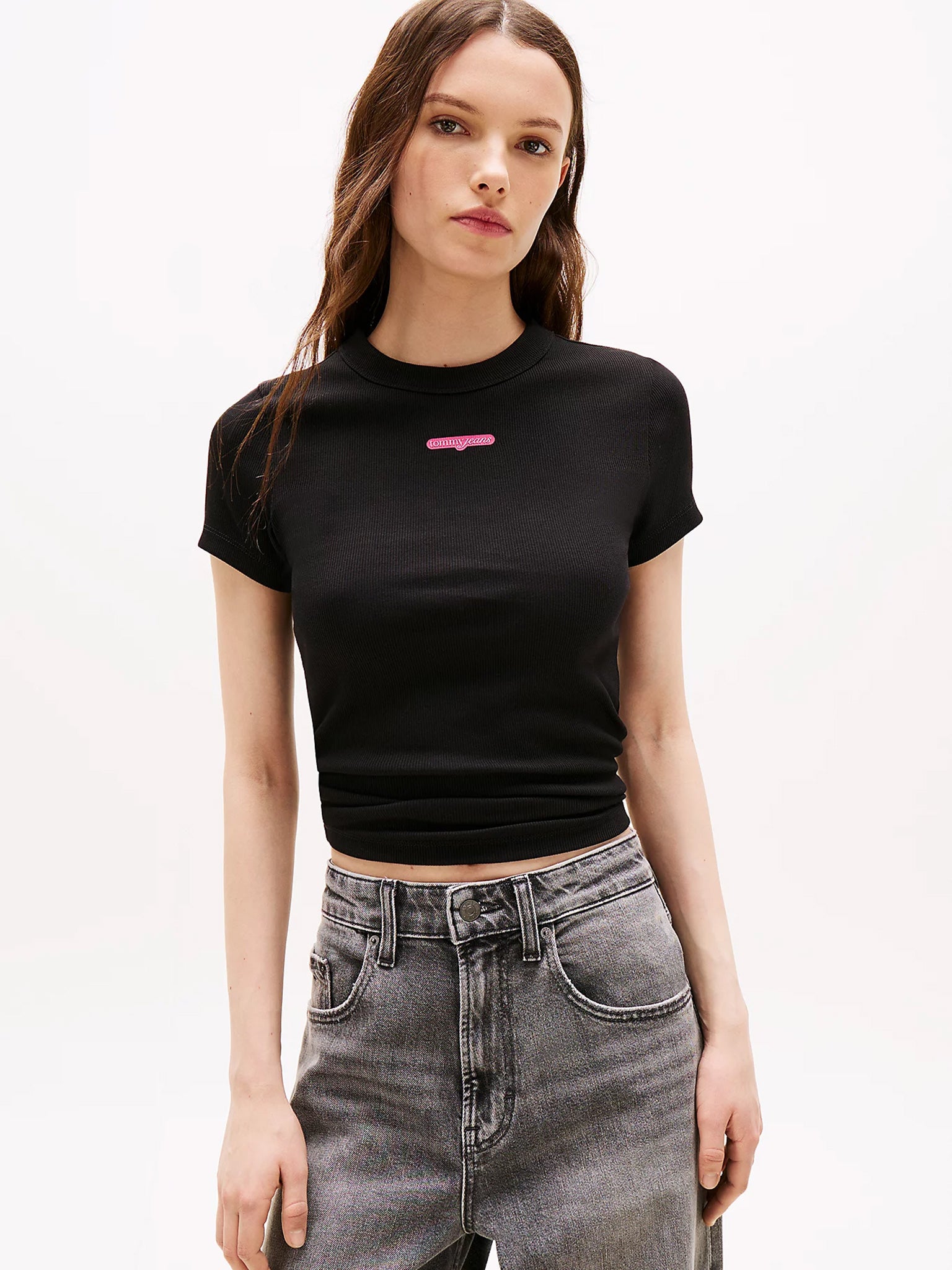 Γυναικείο t-shirt ριπ TJW SLIM SCRIPT LABEL SS TEE EXT DW0DW21402BDS | DW0DW21402BDS