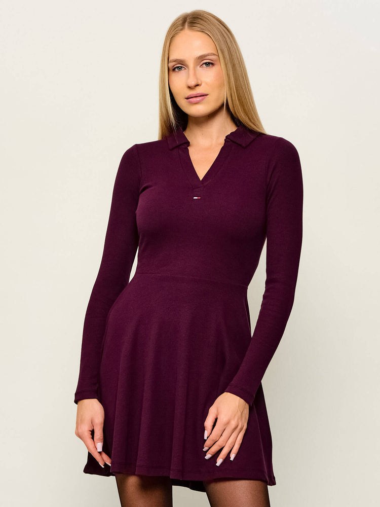 Γυναικείο φόρεμα ριπ TJW RIB FIT & FLARE POLO DRESS DW0DW23321V11 | DW0DW23321V11