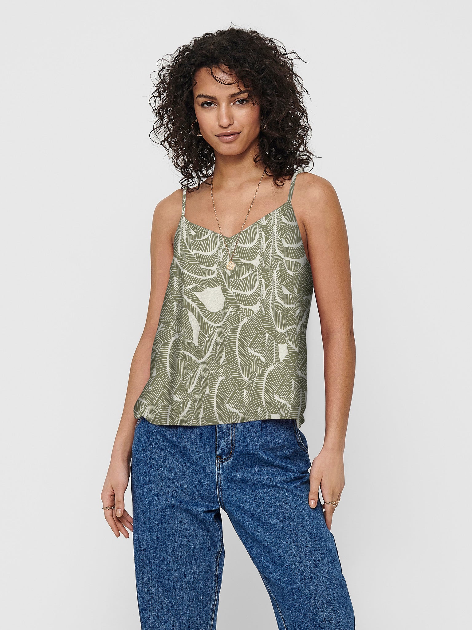 Γυναικείο top εμπριμέ Hawaii leaves ONLNOVA LIFE VIS PARIS SINGLET 15222159 | 15222159