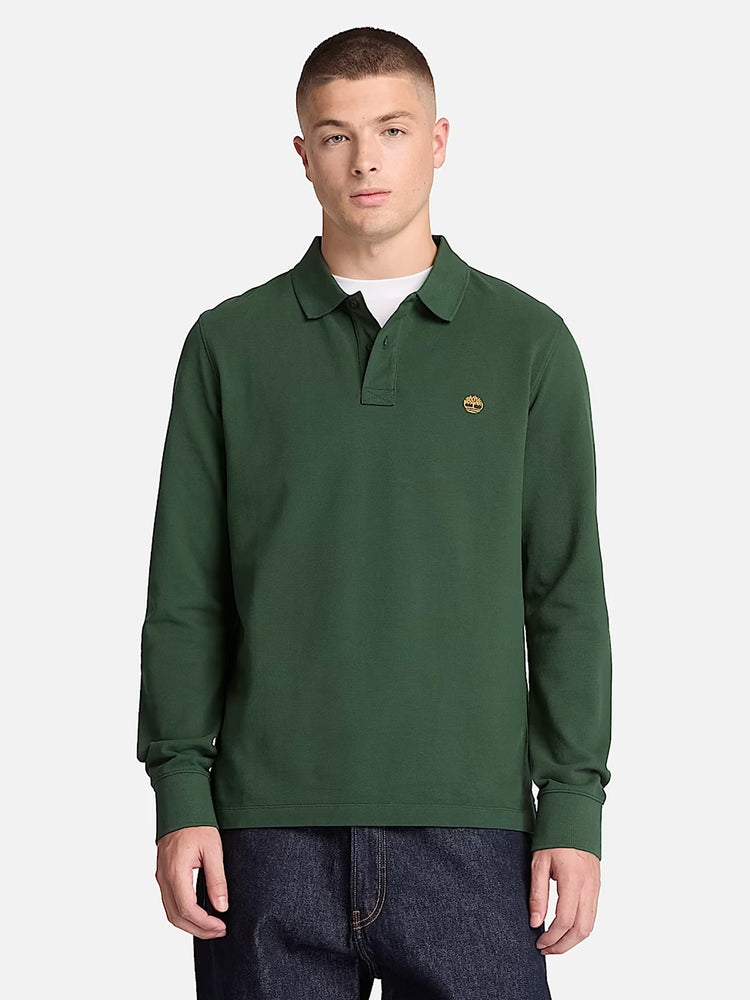 Ανδρική μπλούζα polo Millers River Long-Sleeve Polo for Men in Dark Green TBC0YHBE398 | TBC0YHBE398
