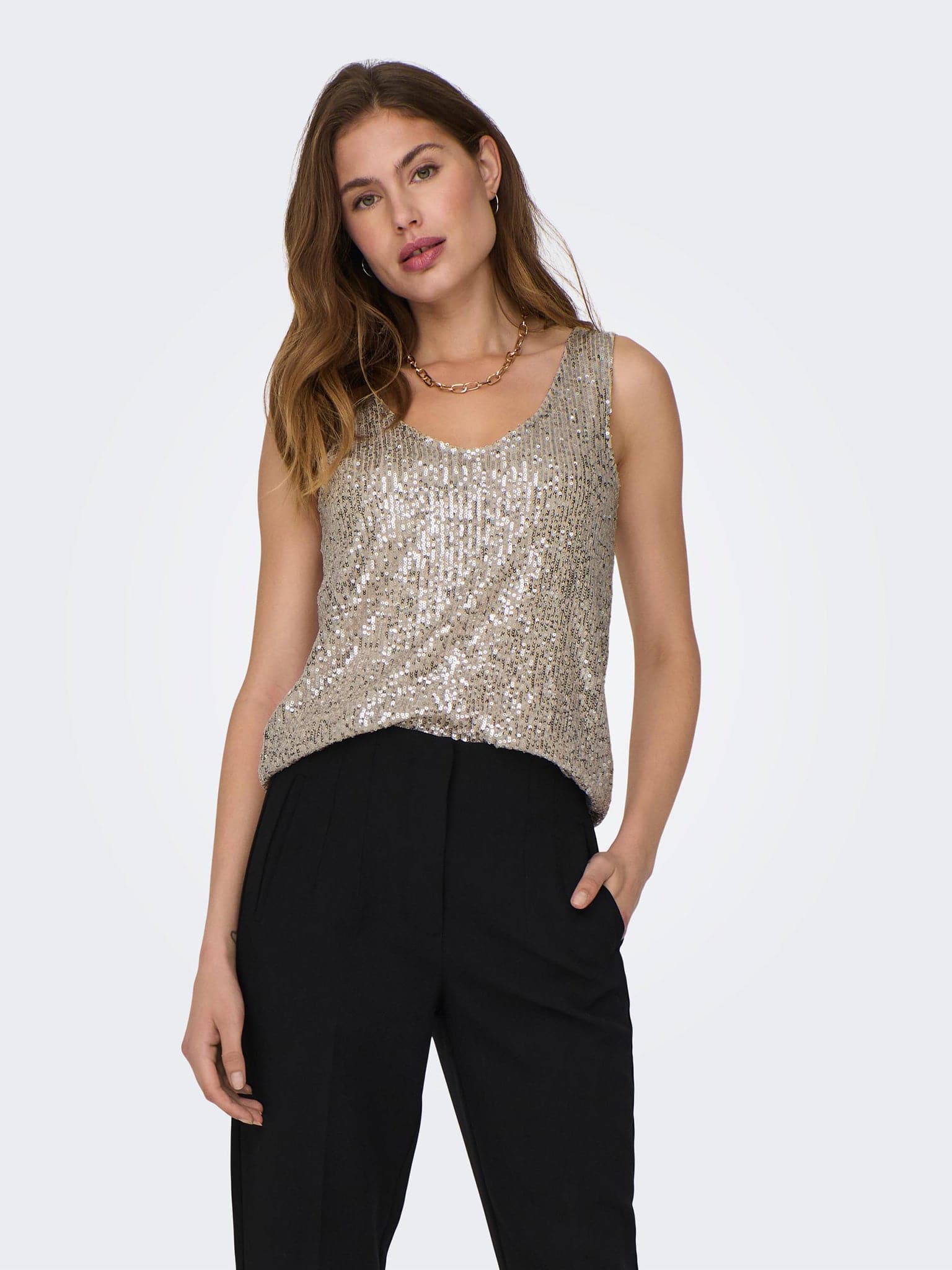 Γυναικεία μπλούζα παγιέτα ONLANA S/L V-NECK SEQUINS TOP JRS 15307926 | 15307926