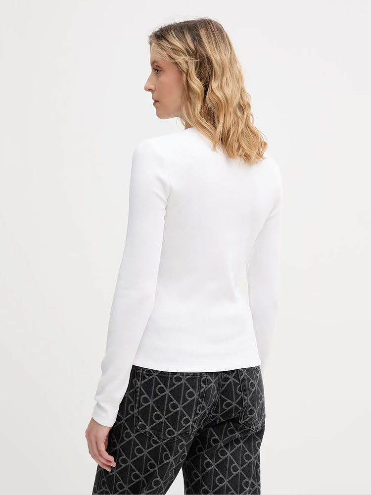 Γυναικεία μπλούζα ριπ LS WOVEN LABEL 2X2 RIB CREW TOP LV047E205GYAA | LV047E205GYAA