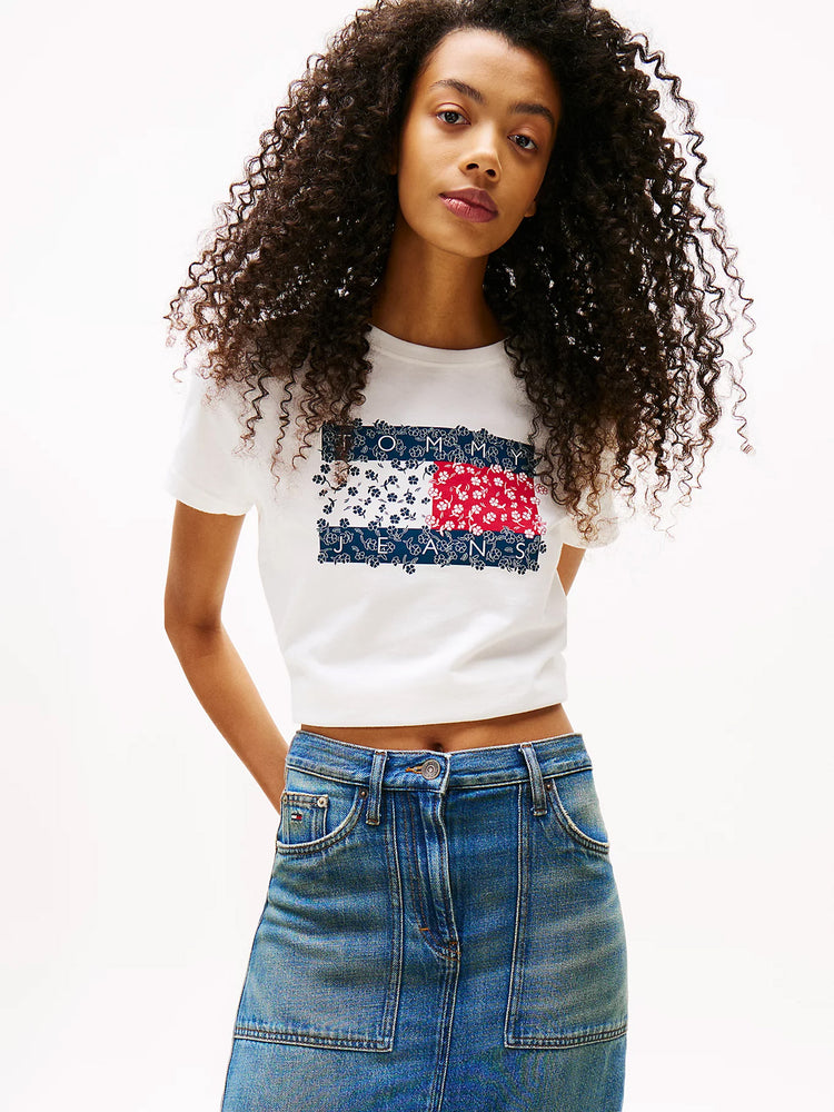Γυναικείο t-shirt TJW REG FLORAL FLAG TEE DW0DW20897YBL | DW0DW20897YBL