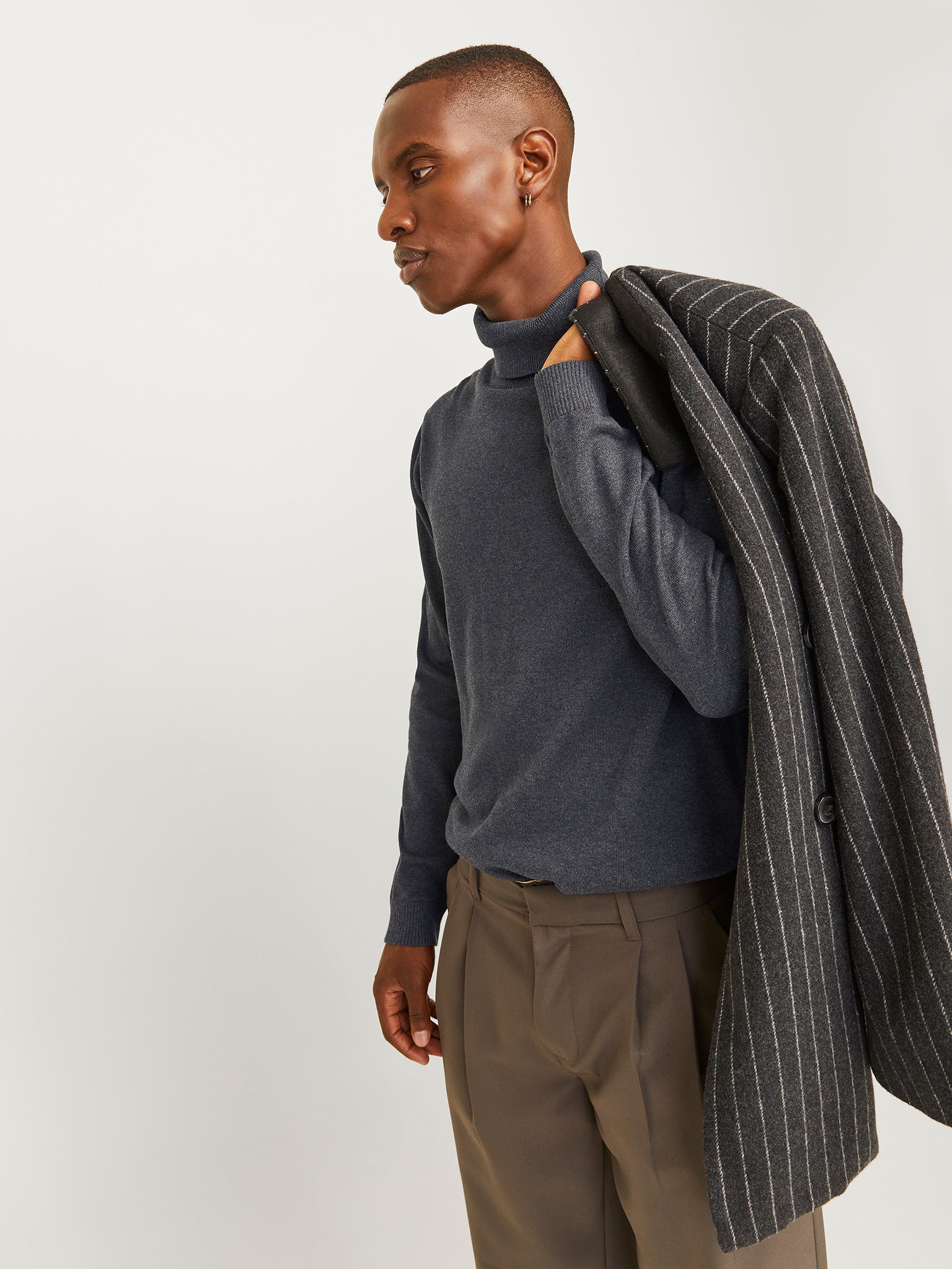 Ανδρική μπλούζα ζιβάγκο JJEBASIC KNIT ROLL NECK NOOS 12258051 | 12258051