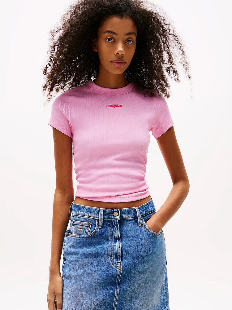 Γυναικείο t-shirt ριπ TJW SLIM SCRIPT LABEL SS TEE EXT DW0DW21402U06 | DW0DW21402U06