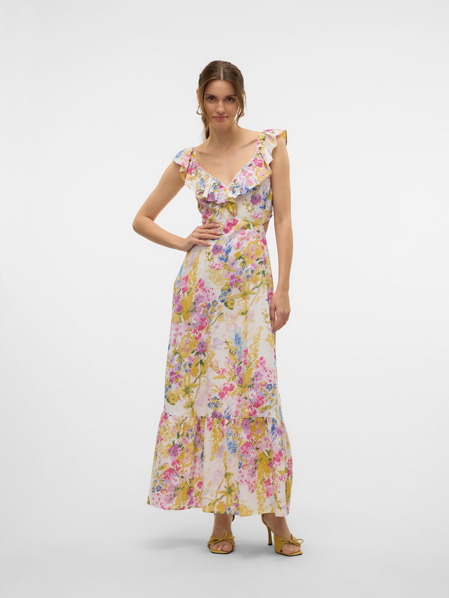 Γυναικείο φόρεμα φλοράλ VMDICTHE S/L ANKLE DETAIL DRESS WVN 10323628 | 10323628