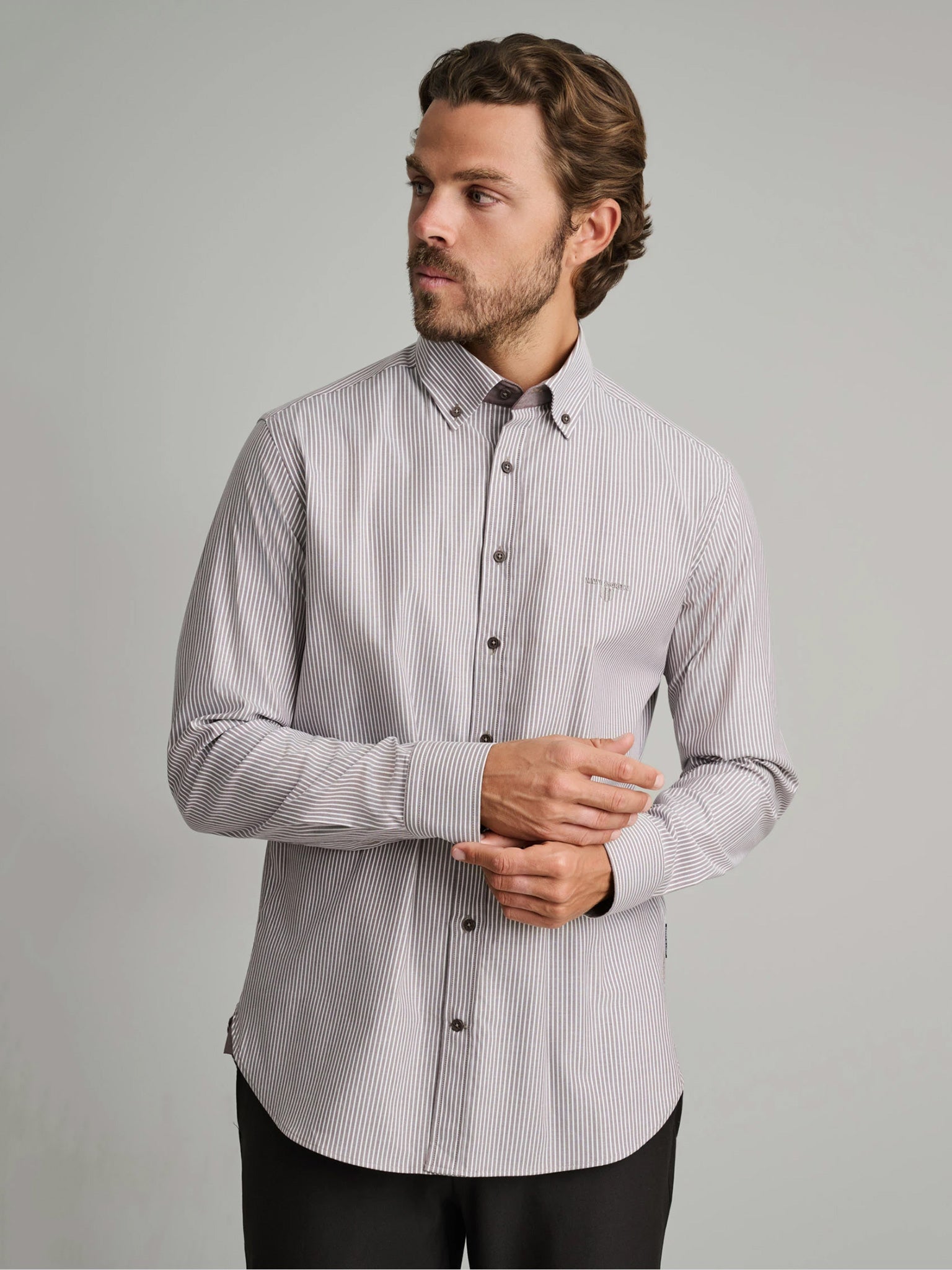 Ανδρικό πουκάμισο faded brown/white | 24NG.BX248/1B