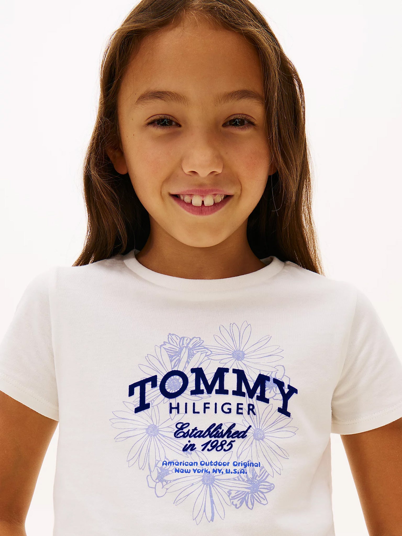 Παιδική μπλούζα flower TOMMY FLOCK FLOWER TEE SS KG0KG09257YBH | KG0KG09257YBH