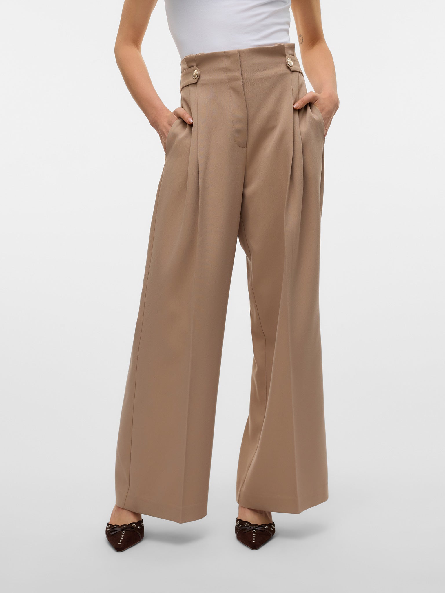 Γυναικείο παντελόνι VMELMA HW FLARED GOLD BUTTON PANT 10322631 | 10322631