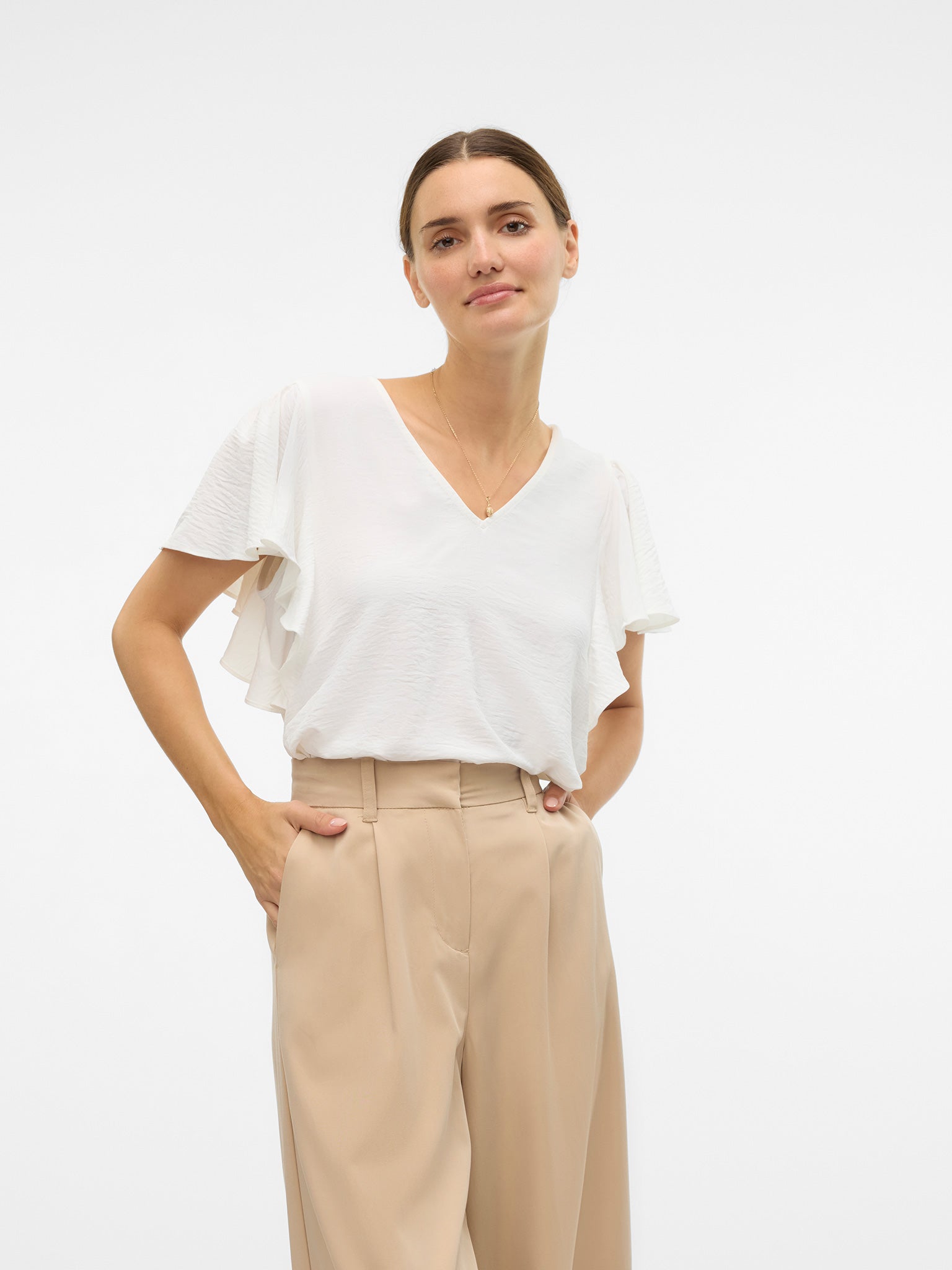 Γυναικεία μπλούζα VMALVA SS FRILL TOP WVN EXP 10327301 | 10327301