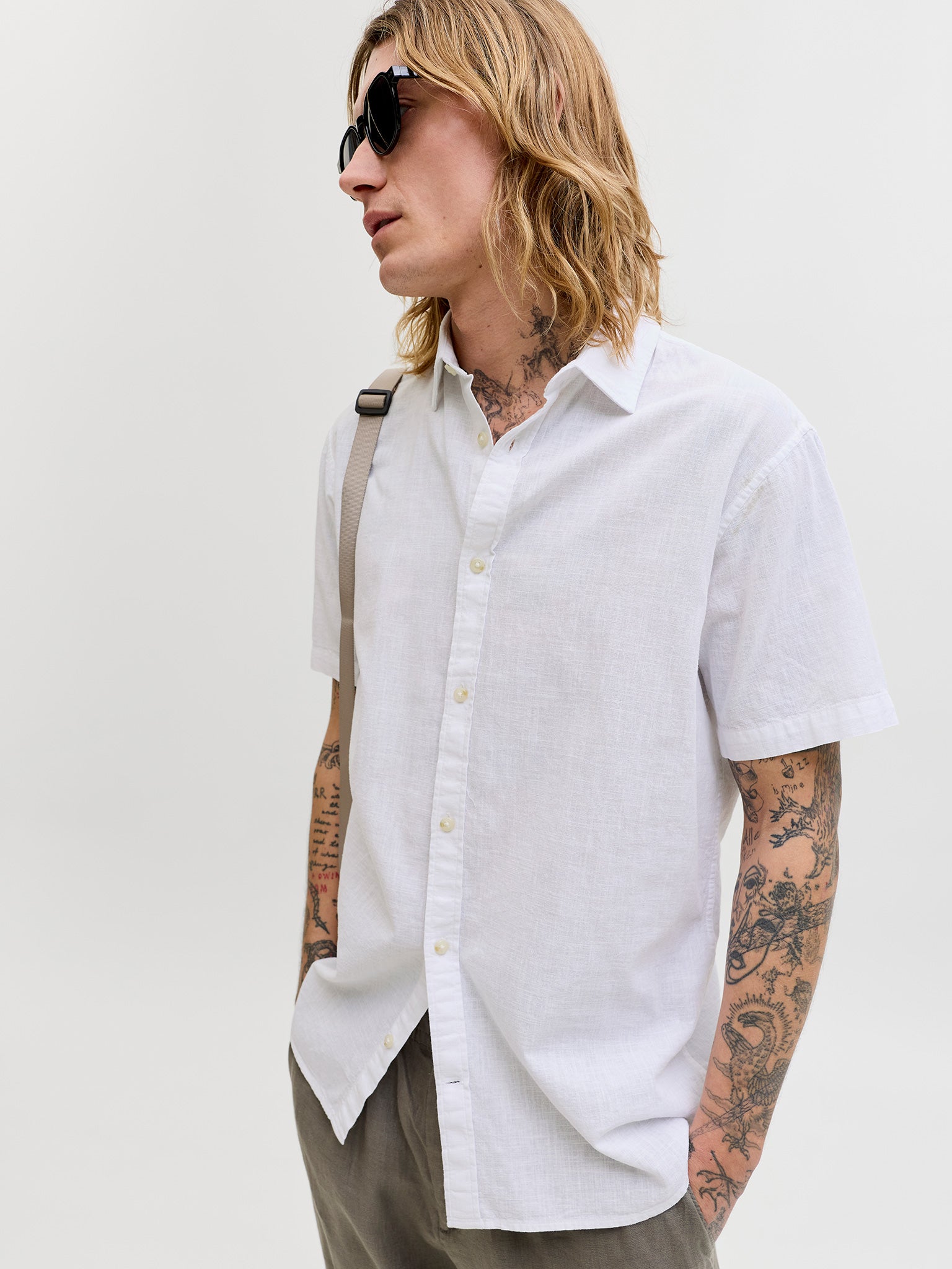 Ανδρικό πουκάμισο JJESUMMER LINEN BLEND SHIRT S/S 12289160 | 12289160