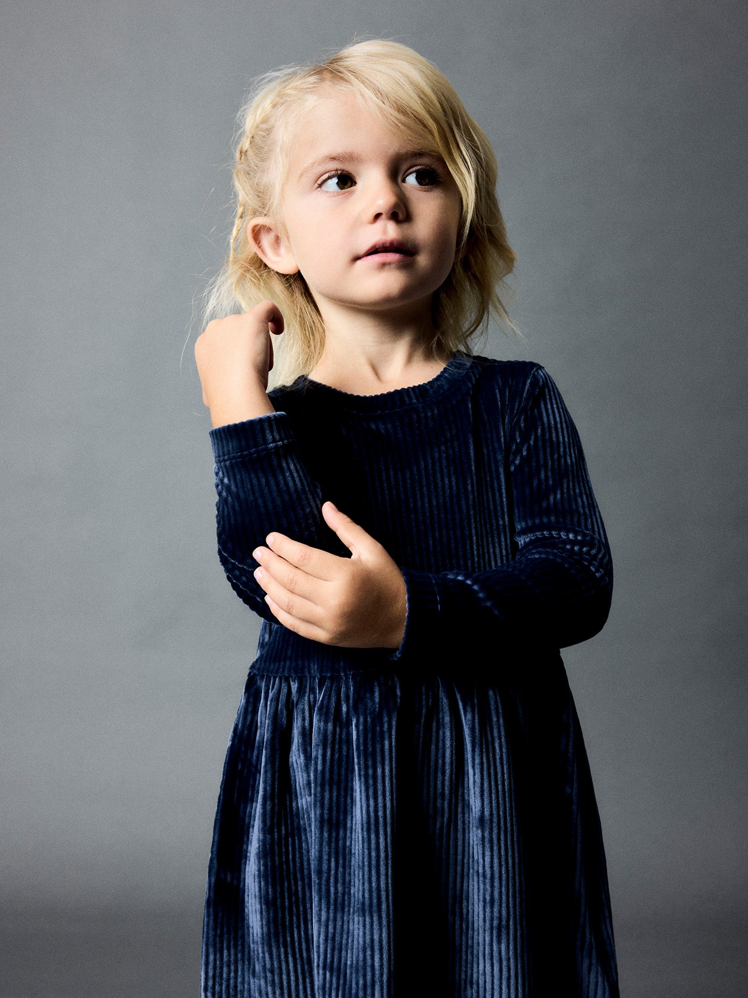 Παιδικό φόρεμα κοτλέ Navy Blazer NMFVELOA LS VELVET DRESS 13235116 | 13235116