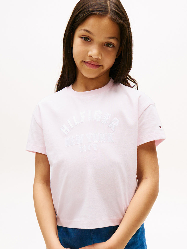 Παιδική μπλούζα μακό SATIN APPLIQUE HILFIGER TEE SS KG0KG08635TOG | KG0KG08635TOG