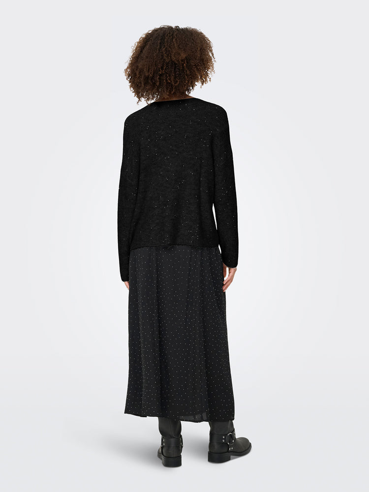 Γυναικεία μπλούζα γκλίτερ ONLARIZONA LS SEQUINS V-NECK PUL KNT 15358452 | 15358452