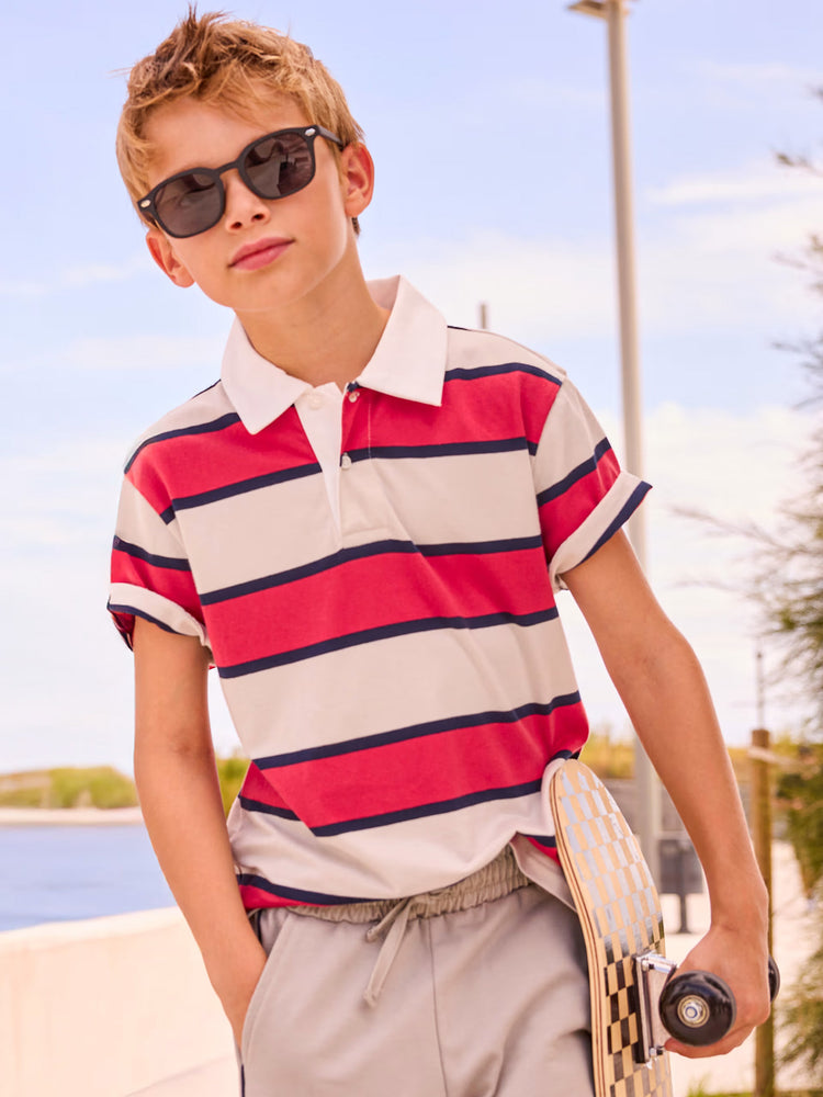 Εφηβική μπλούζα polo ριγέ | 26-06167-091