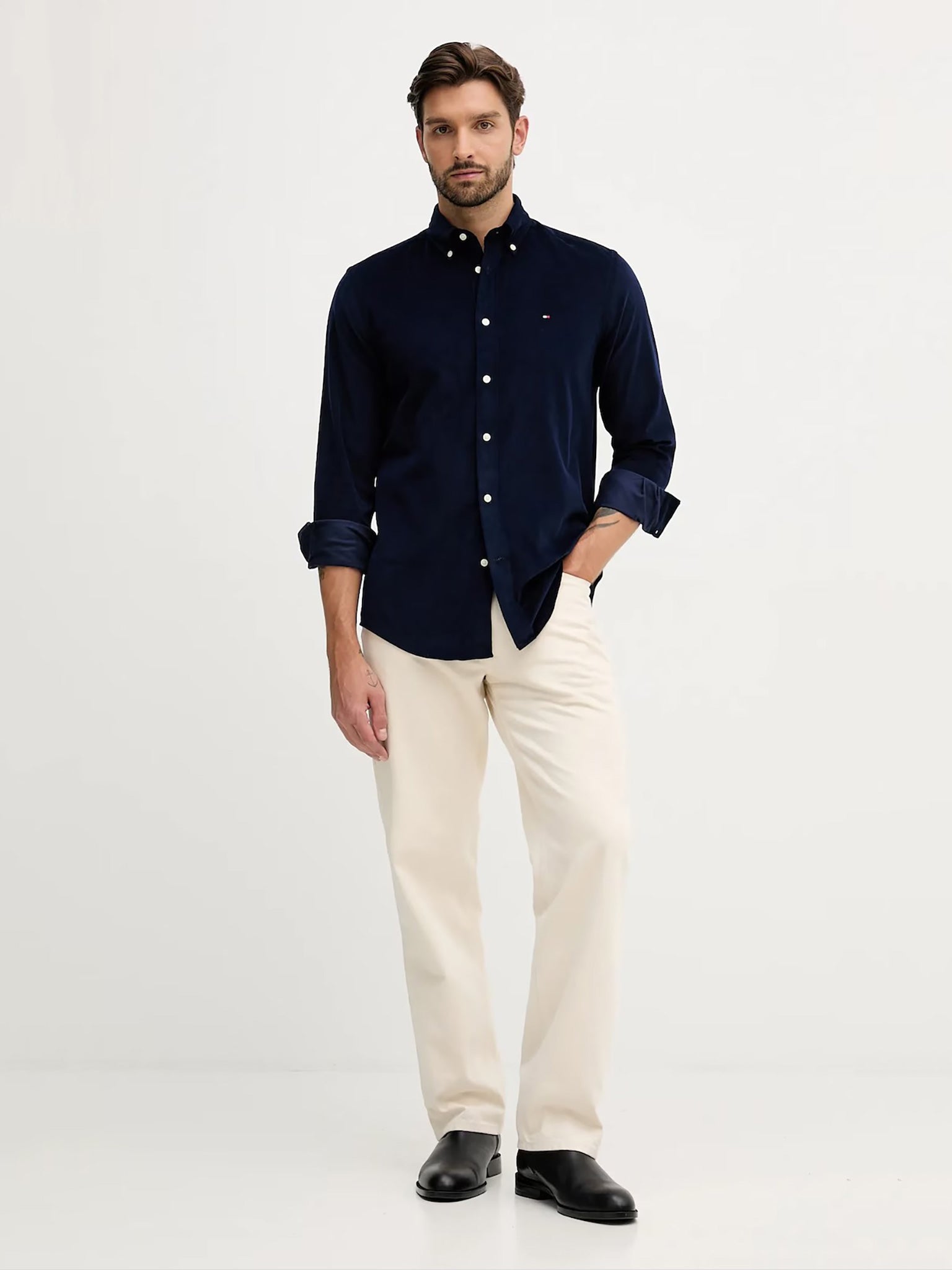 Ανδρικό πουκάμισο κοτλέ SOLID CORDUROY RF SHIRT MW0MW40486BCL | MW0MW40486BCL