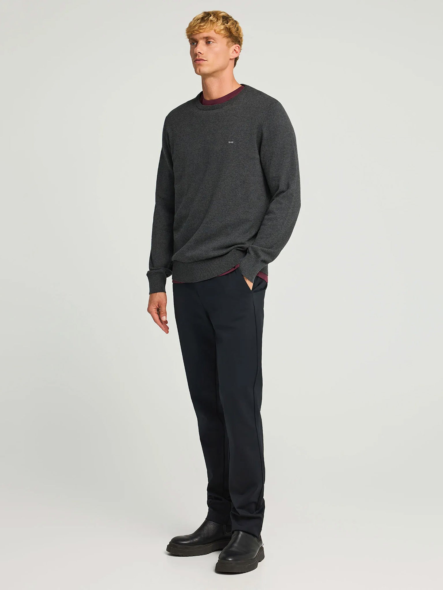 Ανδρική μπλούζα πλεκτή μελανζέ FBM012-001-09 | FBM012-001-09