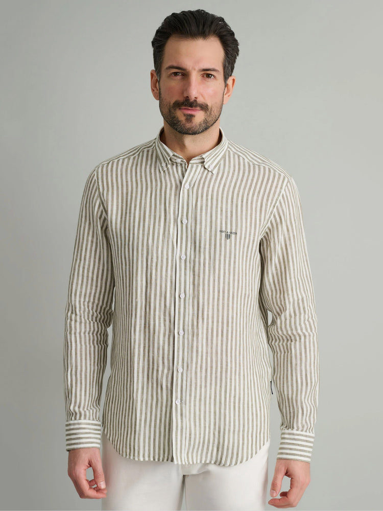 Ανδρικό πουκάμισο ριγέ λινό 24NG.BX206/1B | 24NG.BX206/1B