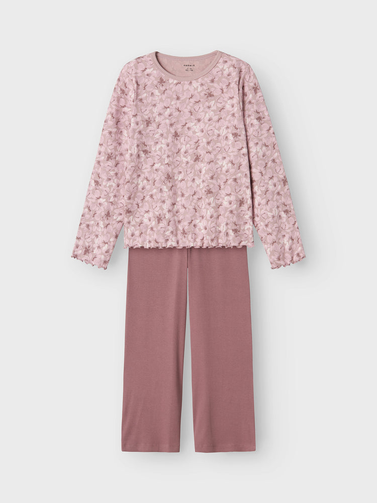 Παιδική πιτζάμα NKFNIGHTSET MAUVE FLOWER LOOSE RIB NOOS 13231045 | 13231045