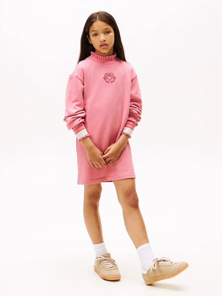 Παιδικό φόρεμα φούτερ RUFFLE NECK KNIT DRESS LS KG0KG08795THC | KG0KG08795THC