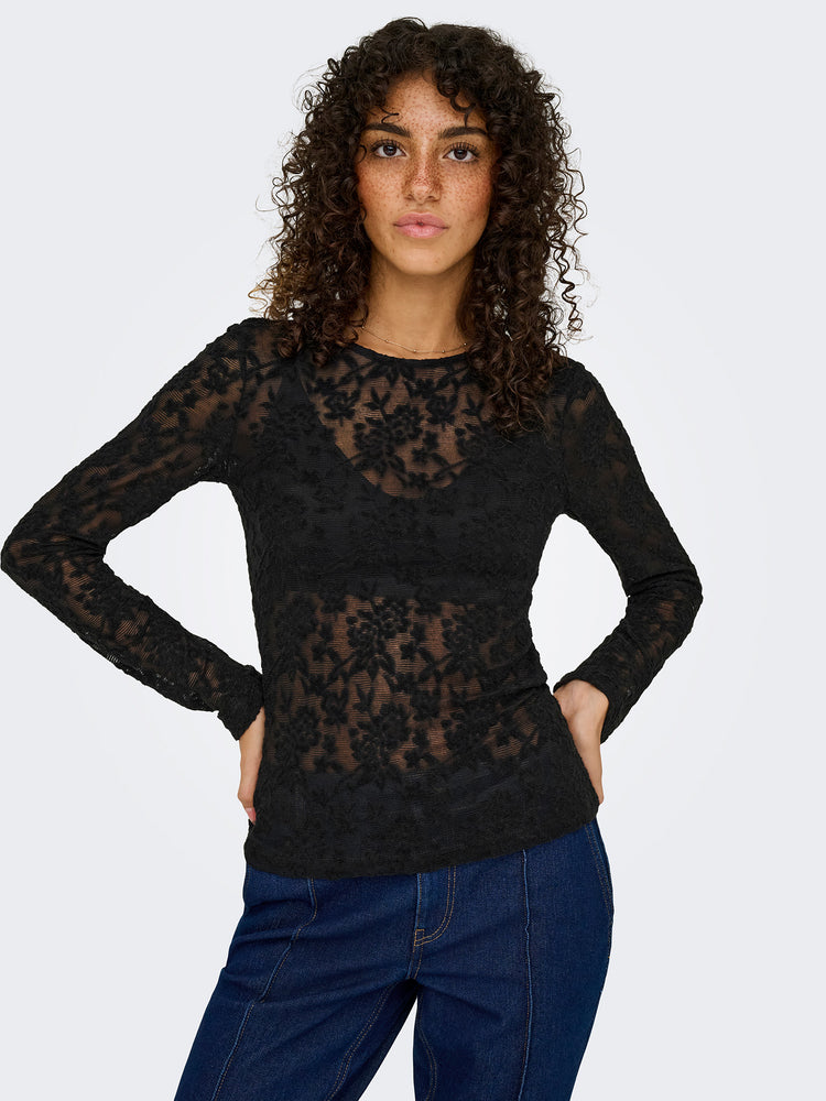 Γυναικεία μπλούζα με διαφάνεια ONLBLAISE L/S TOP JRS 15356155 | 15356155