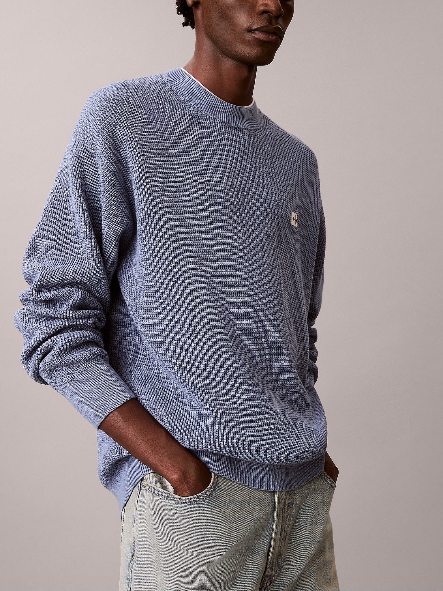 Ανδρική μπλούζα πλεκτή LS EZ COTTON WAFFLE CRWNK SWTR LV04RD313GC4I | LV04RD313GC4I