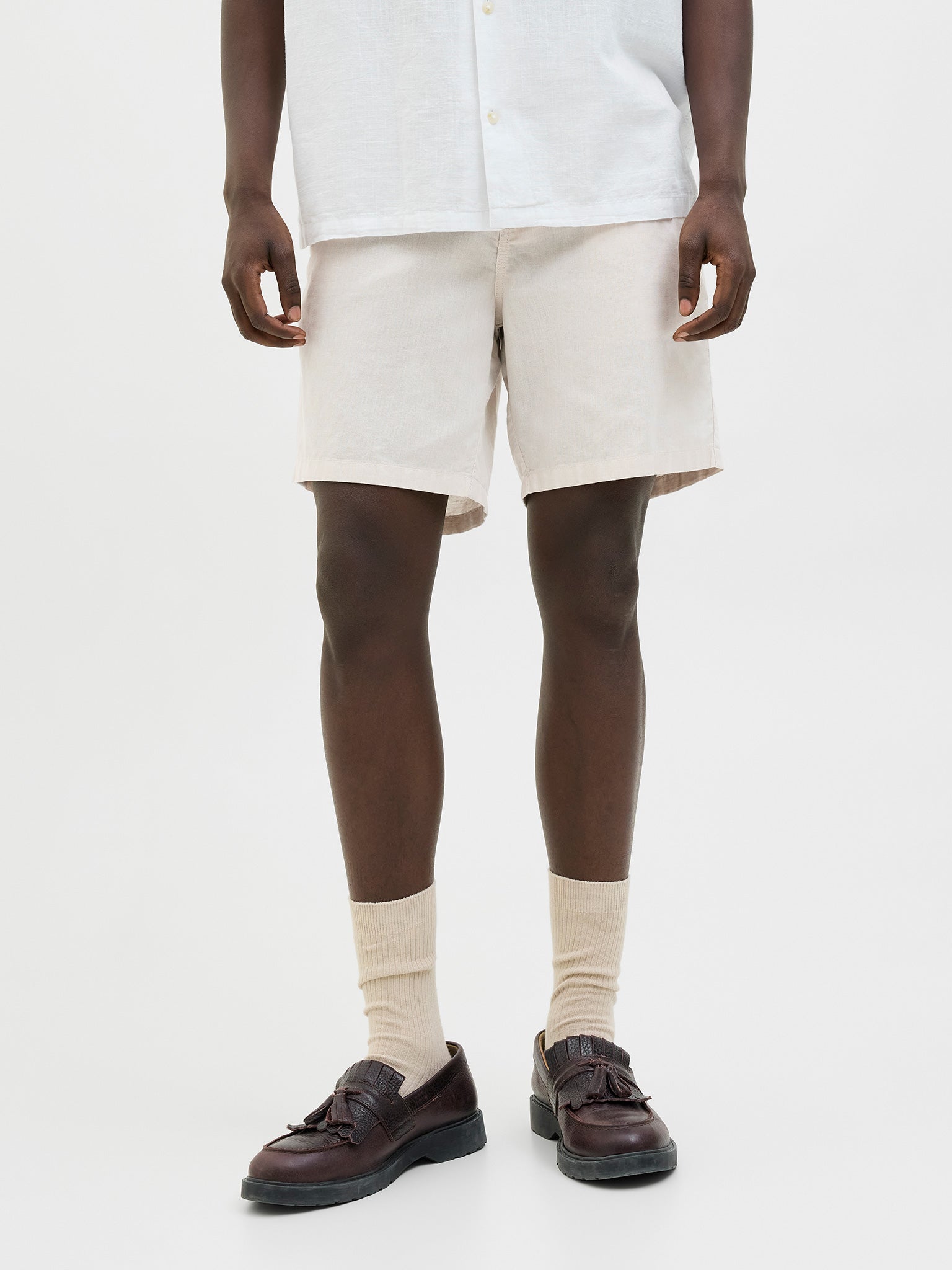 Ανδρική βερμούδα chinos feather gray JPSTACE SUMMER LINEN BLEND SHORT 12248627 | 12248627