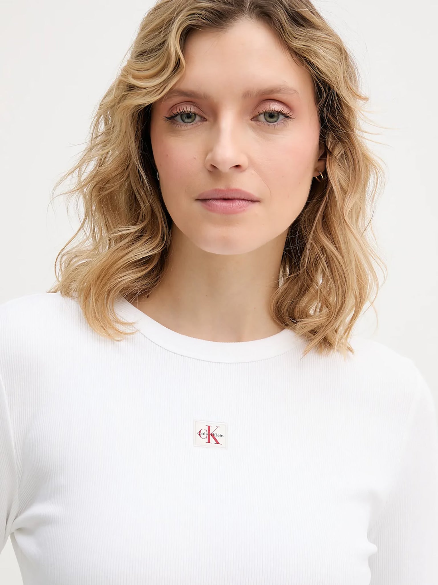 Γυναικεία μπλούζα ριπ LS WOVEN LABEL 2X2 RIB CREW TOP LV047E205GYAA | LV047E205GYAA