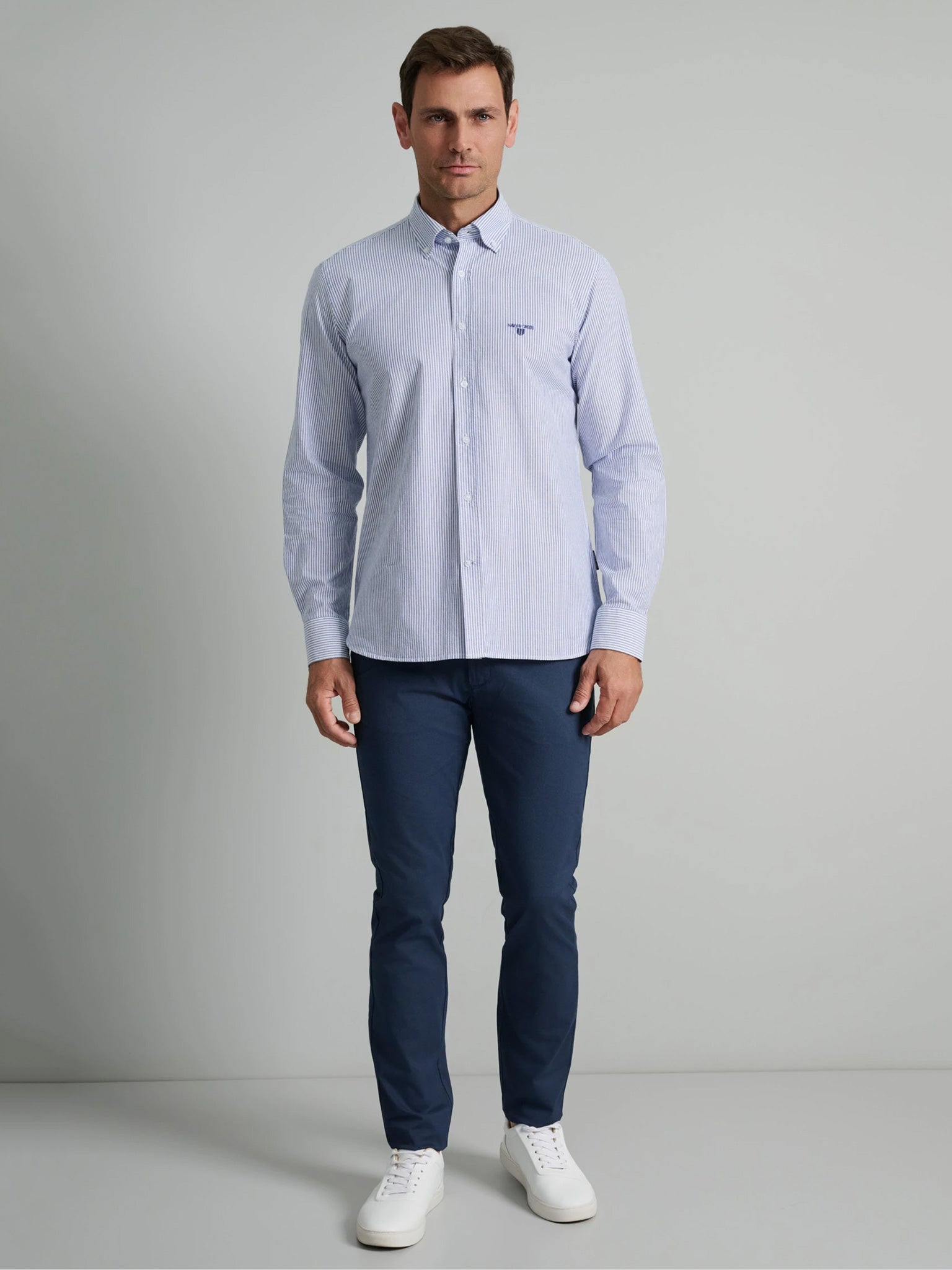 Ανδρικό πουκάμισο ριγέ faded blue/white 24NG.SD143/1B.1 | 24NG.SD143/1B.1