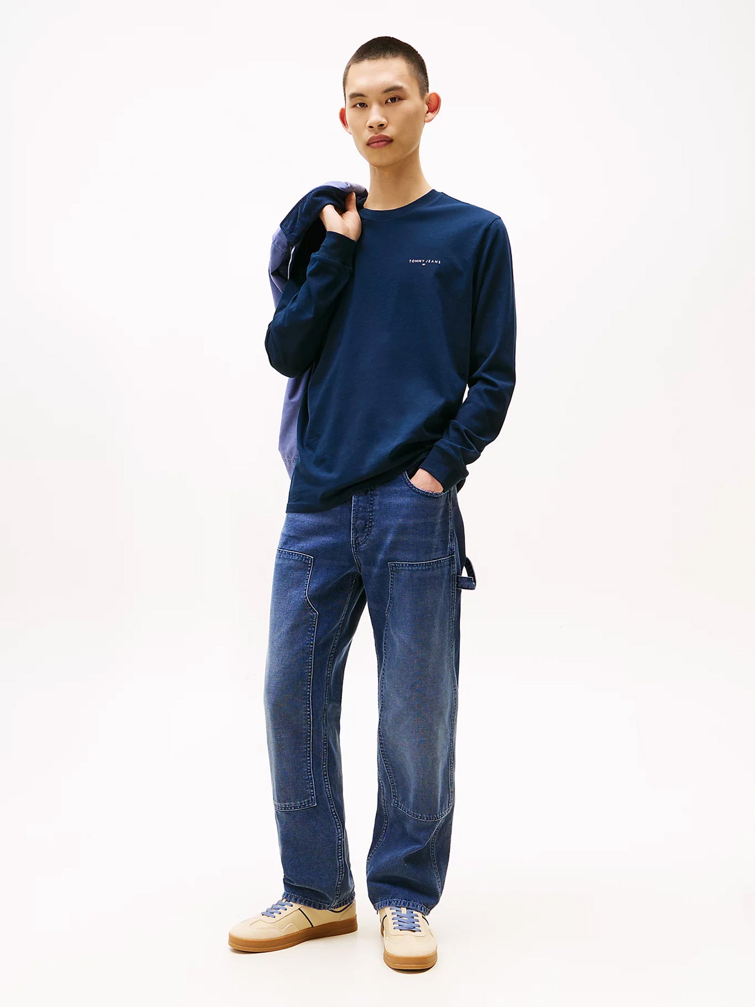 Ανδρική μπλούζα μακό TJM SLIM CHEST LINEAR LS TEE EXT DM0DM21594C1G | DM0DM21594C1G