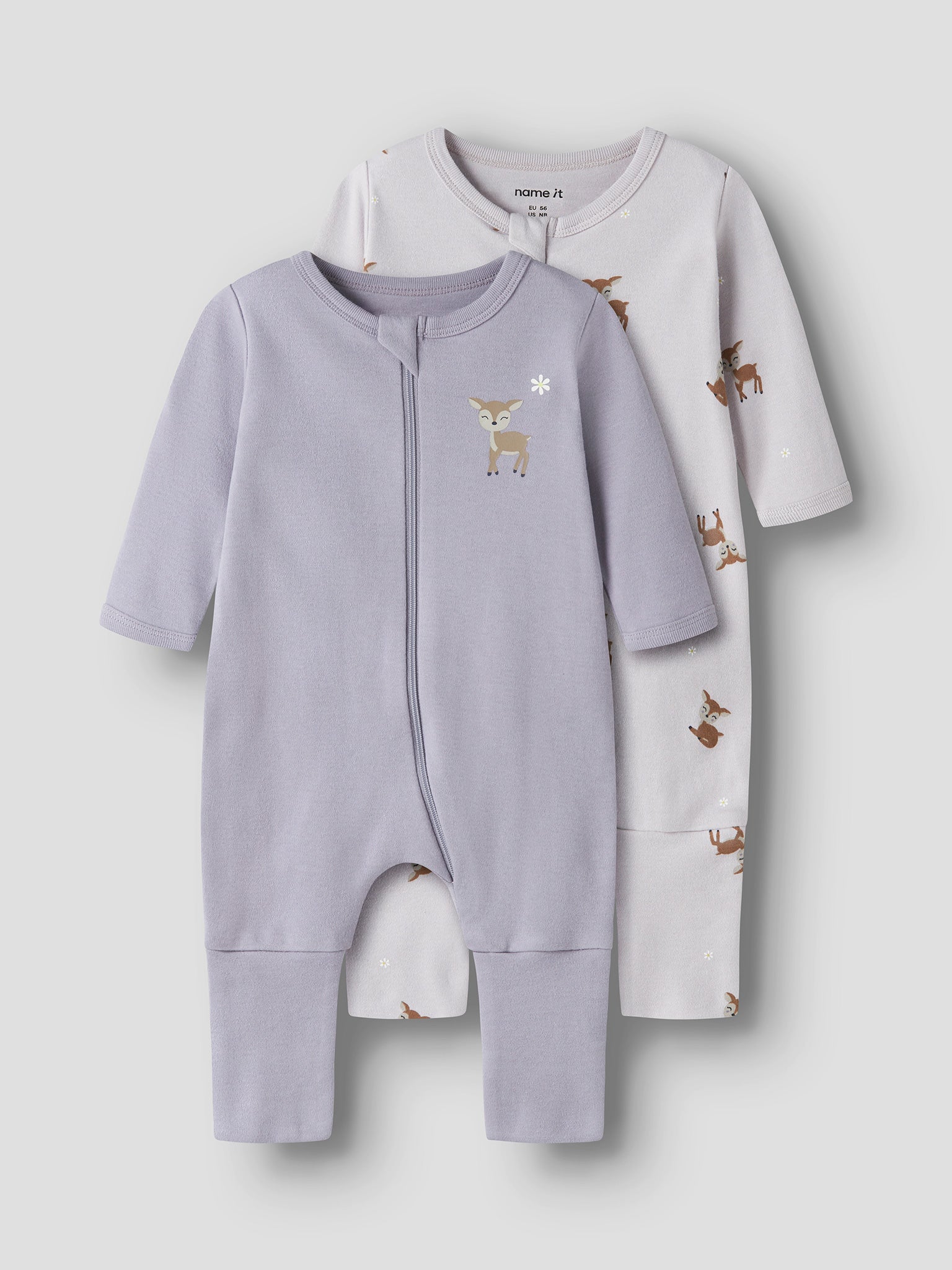 Βρεφικά φορμάκια σετ 2 τεμ NBFNIGHTSUIT 2P ZIP FF LILAC DEER NOOS 13254800 | 13254800