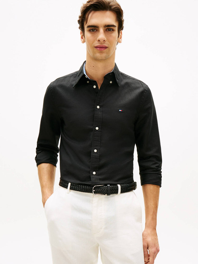 Ανδρικό πουκάμισο λινό CL LINEN BLEND SOLID BTD RF MW0MW42455BDS | MW0MW42455BDS