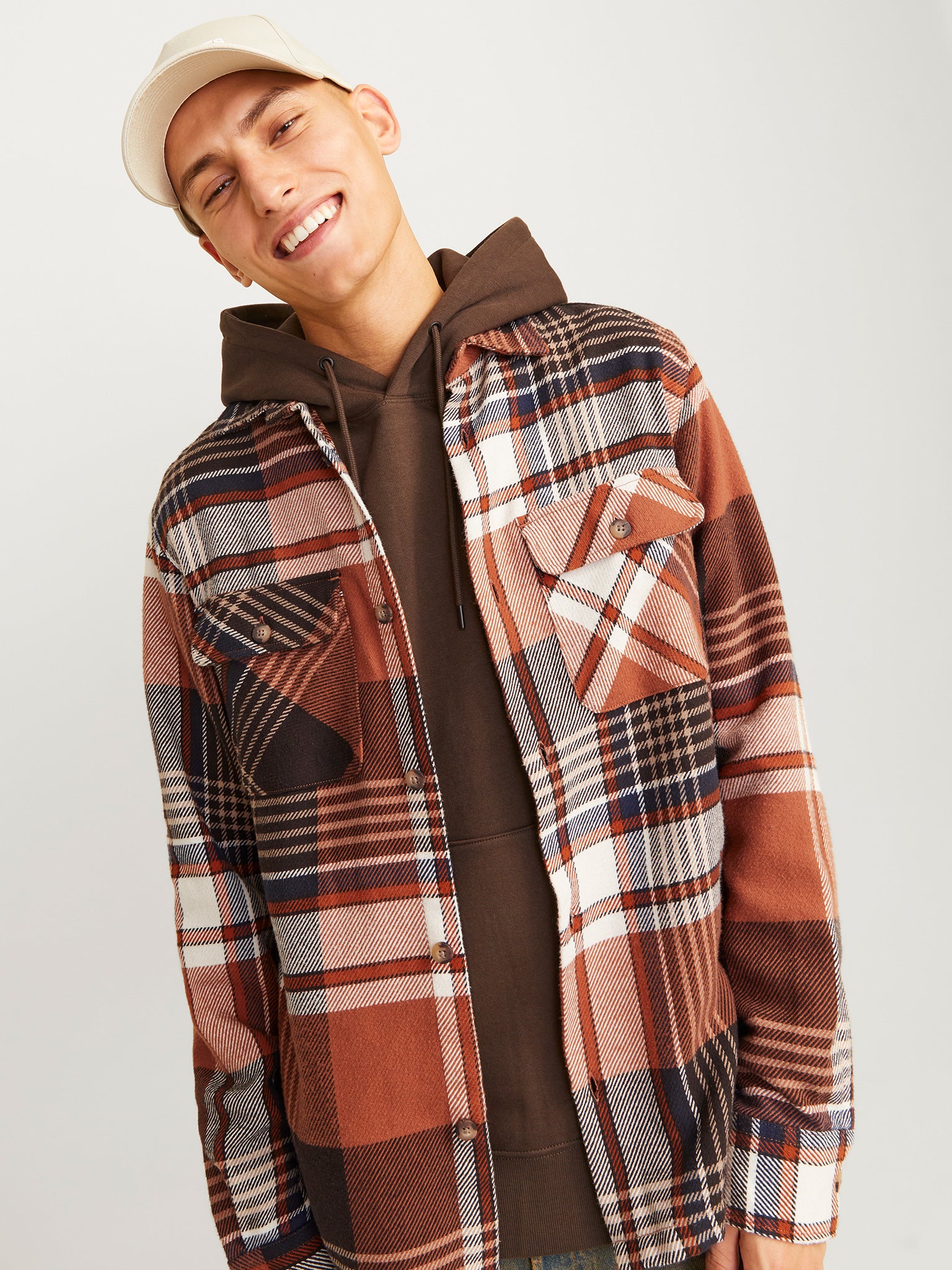 Ανδρικό πουκάμισο καρό JJDARREN FLANNEL OVERSHIRT LS 12261170 | 12261170