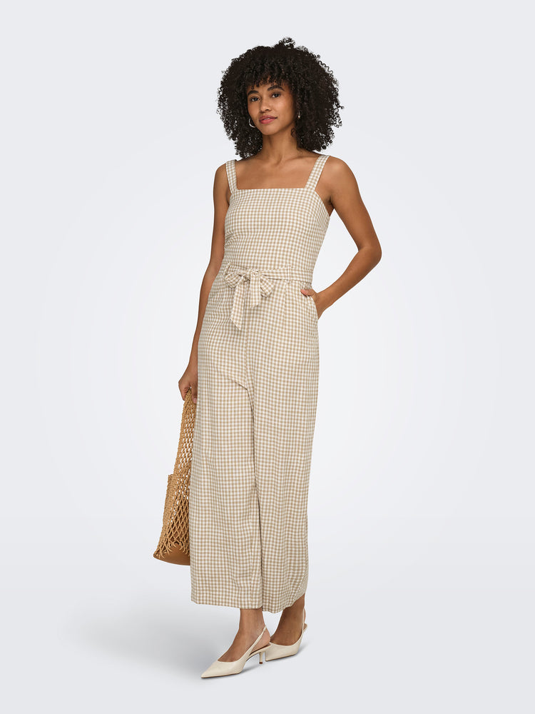 Γυναικεία ολόσωμη φόρμα καρό ONLSIESTA LINEN BL BELT JUMPSUIT 15370393 | 15370393