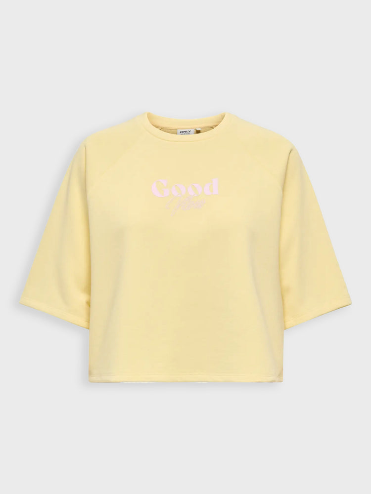 Γυναικεία μπλούζα φούτερ crop ONLCORA S/S PRINT O-NECK 15347037 | 15347037