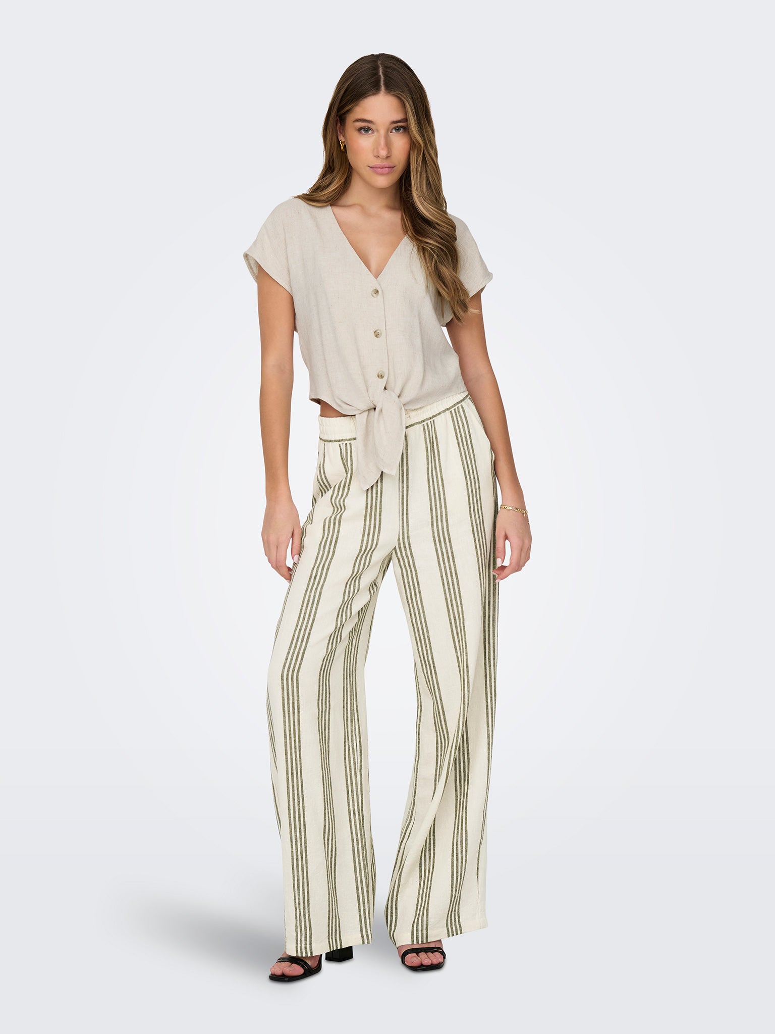 Γυναικείο πουκάμισο λινό ONLSIESTA SS KNOT LIN BL SHIRT PNT NOOS 15322270 | 15322270