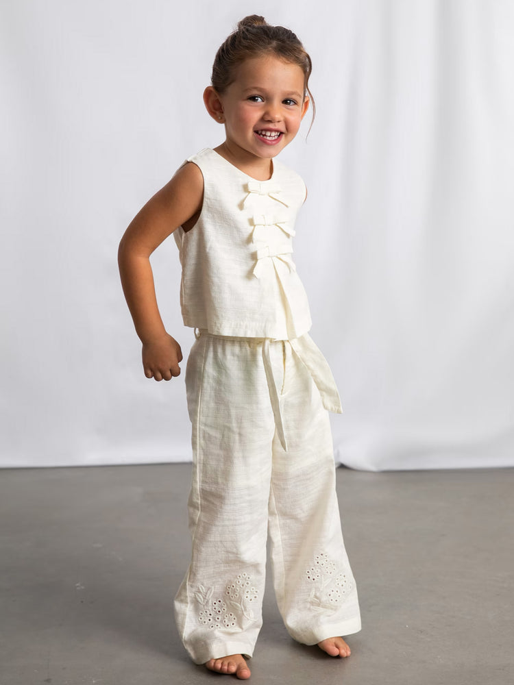 Παιδικό παντελόνι λινό κεντητό | 26-03585-015