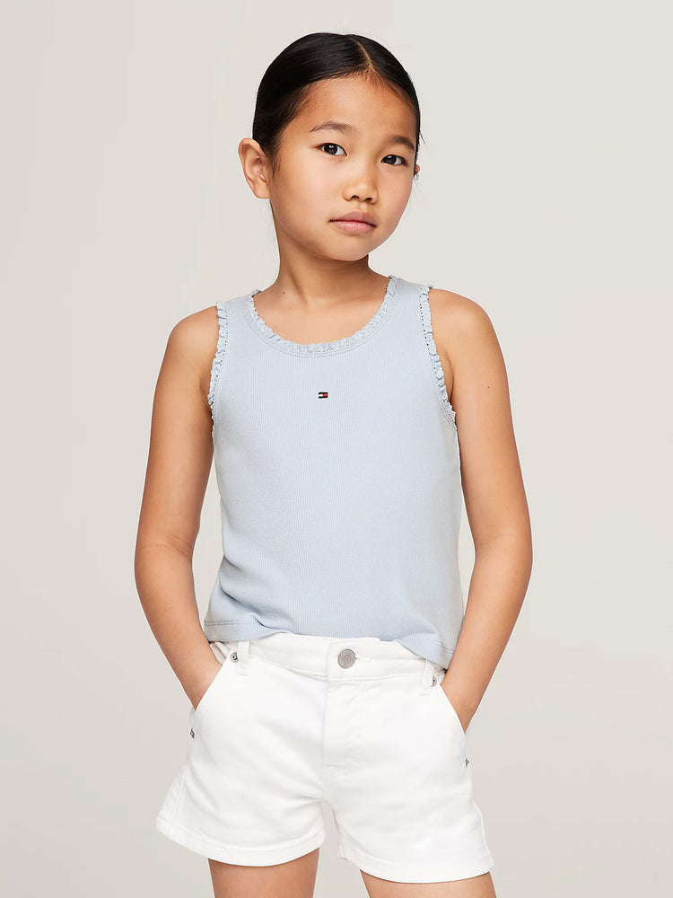 Παιδική μπλούζα ριπ ESSENTIAL RIBBED TEXTURE FRILLED TANK TOP KG0KG07905C1O | KG0KG07905C1O