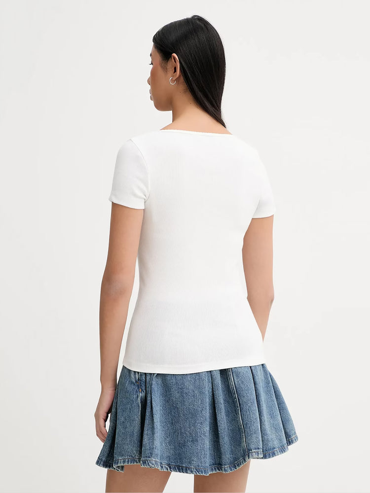 Γυναικεία μπλούζα ριπ TJW SLIM SOFT RIB SS TEE DW0DW21837YBL | DW0DW21837YBL